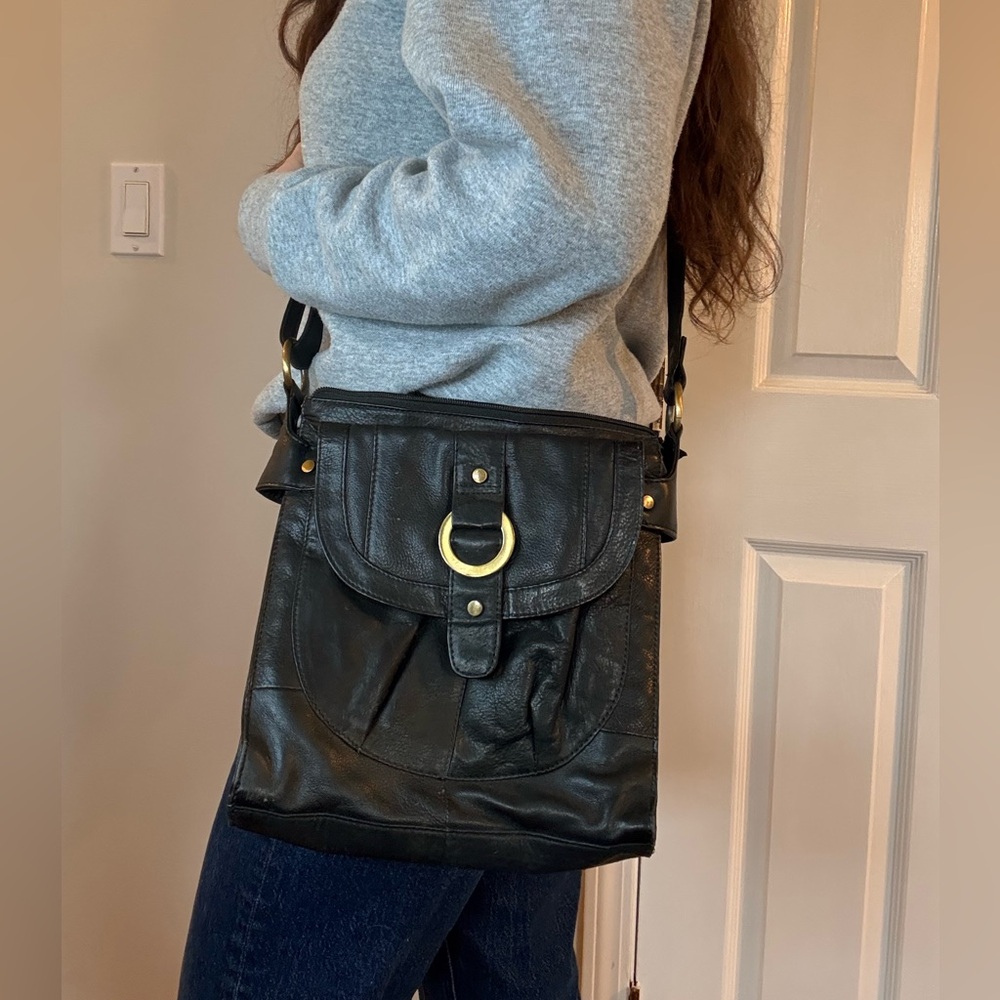 Black Leather Crossbody Bag